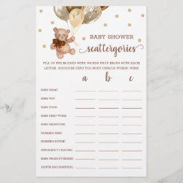 Escattergórios Chá de fraldas de jogo Urso de Tedd