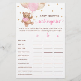 Escattergórios Chá de fraldas de jogo Urso de Tedd