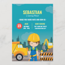 Escavador de Convite de Aniversário de Construção