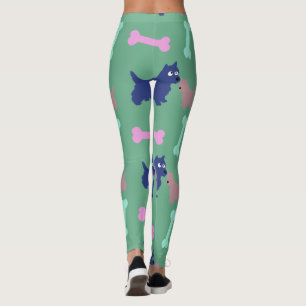 Escocês Terrier Puppy Bones Leggings Verdes Claras