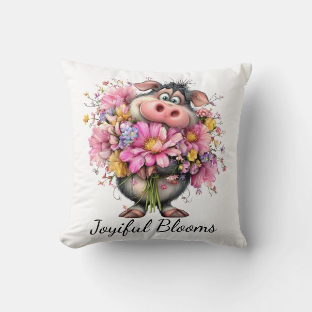 Escolha Almofada Decorativa Joy Floral Pig (Frente)