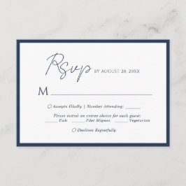 Escolha de Menu de Casamento Azul Marinho com Letr