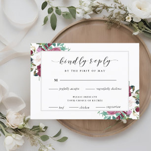 Escolha de Refeição RSVP de Casamento com Flores V