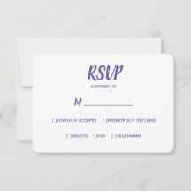 Escolha de refeição RSVP de Casamento Ultravioleta