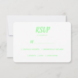 Escolha de refeição RSVP de Casamento Verde Neon d