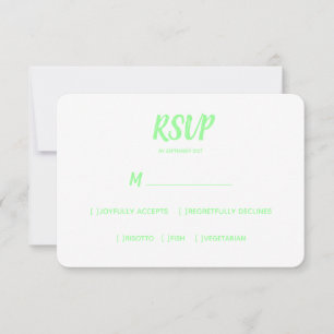 Escolha de refeições RSVP de Casamento Verde Neo