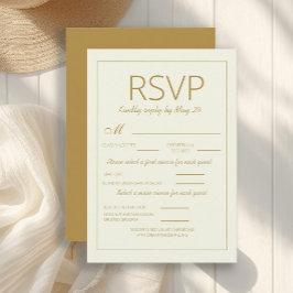 Escolha de RSVP de Refeições de Casamento Dourado