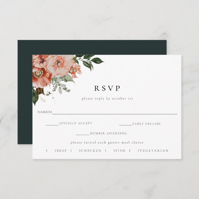 Escolha de RSVP para a Refeição do Casamento Flora (Frente/Verso)