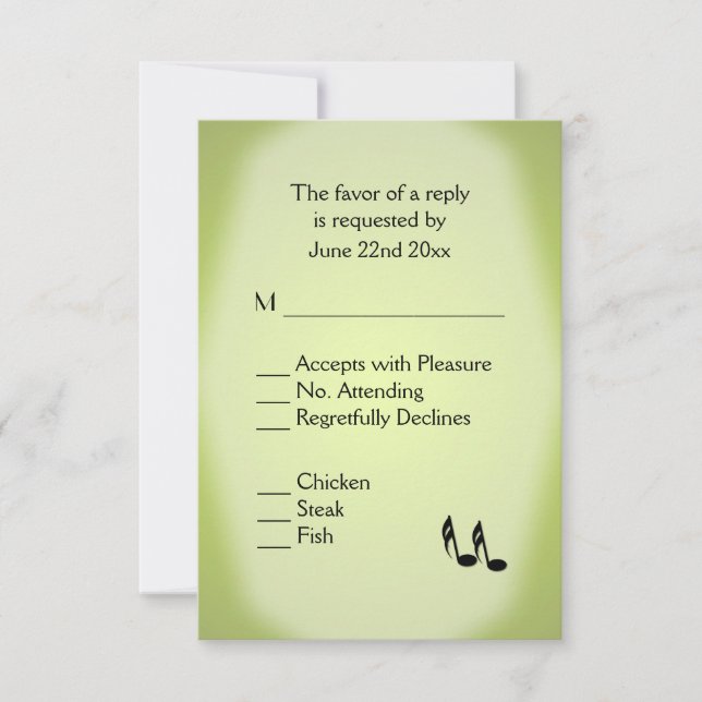 Escolha do Menu de Casamento de Música Verde (Frente)