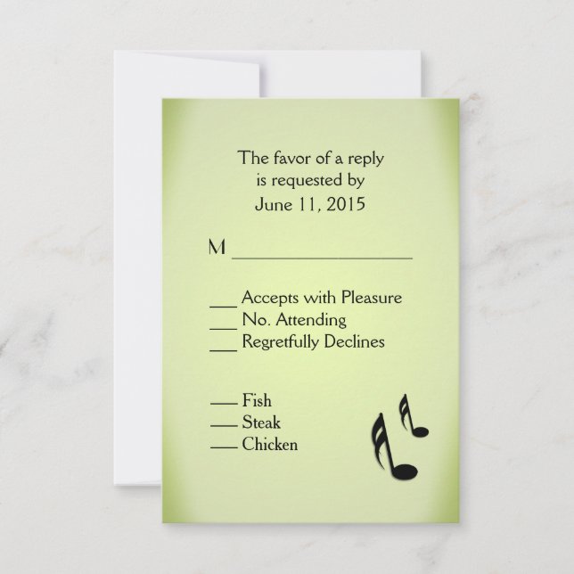 Escolha do Menu de Casamento Verde do Tema Música (Frente)