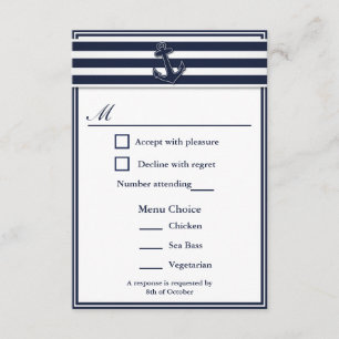 Escolha do menu RSVP 3 do Marinho azul