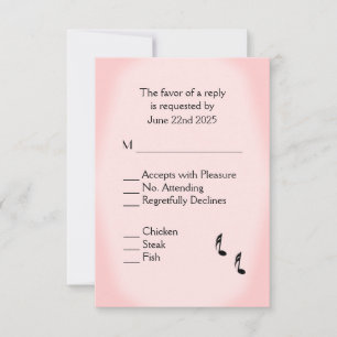 Escolha do menu RSVP de Casamento de Música Rosa