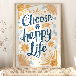 Escolha Feliz: Impressão de Arte Floral Ensolarada