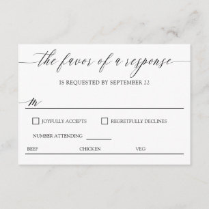 Escolhas de Refeição com Caligrafia Elegante RSVP