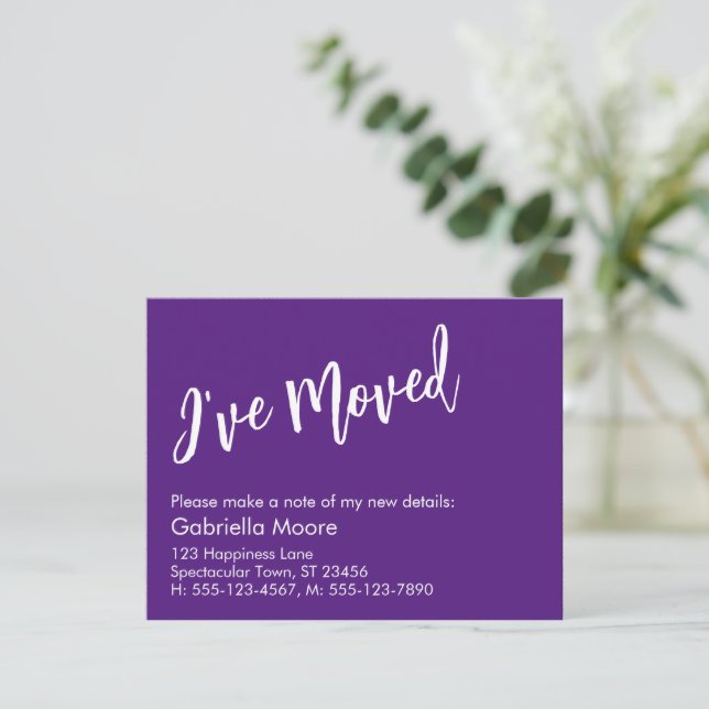 Escrita manual casual Roxo Eu Movi Anúncio (Em pé/Frente)
