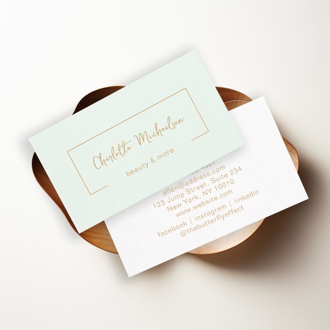 Escrita manual mínima, Cartão de visita verde-clar (Criador carregado)