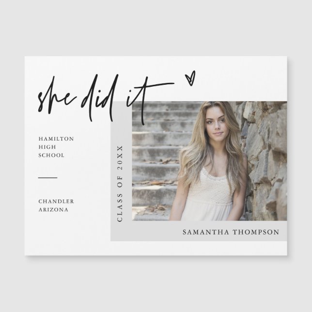 Escrita Moderna Ela Fez Isso Graduação Foto Magnet (Frente)