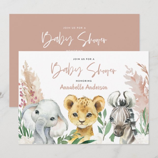 Escrito botânico floral safari de animal bonito (Frente/Verso)