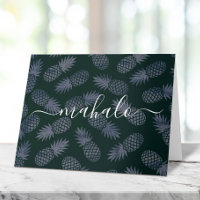 Escrito com modelo de abacaxi tropical azul-marinh