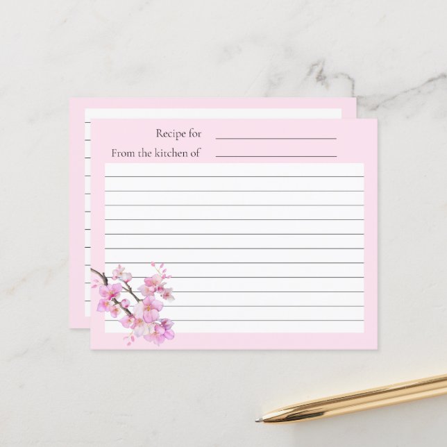 Escrito de cereja cor-de-água rosa elegante (Frente/Verso In Situ)