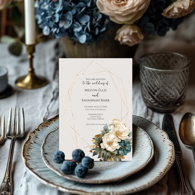 Escrito moderno para convite de casamento floral e (Criador carregado)