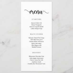 Escrito Negro Russo Moderno, Menu Janto Casamento