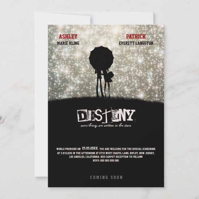 Escrito no Convite de casamento "Poster de filmes" (Frente)