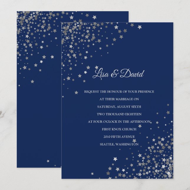 Escrito No Convite Para Casamento De Estrelas (Frente/Verso)