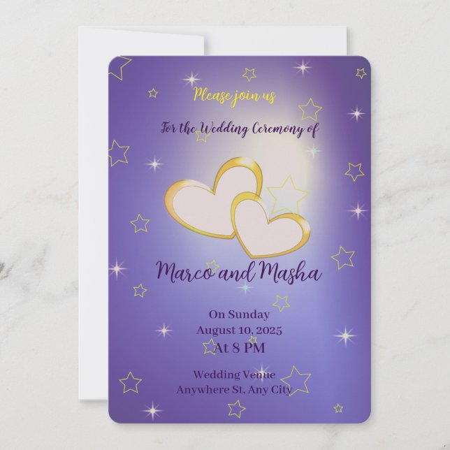 Escrito no convite para o casamento das estrelas (Frente)
