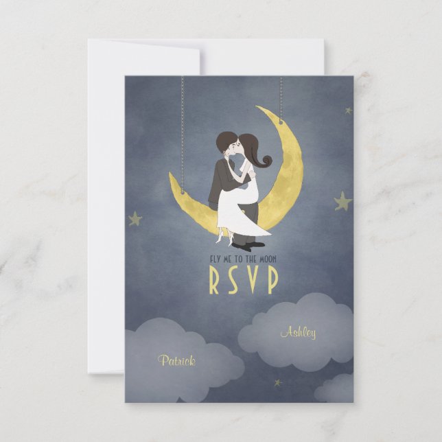 Escrito no Convite RSVP de Casamento de Estrelas (Frente)
