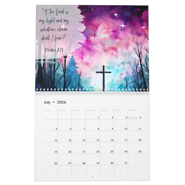 Escritura de Bíblia do Calendário Cristão para Cri (Jul 2026)