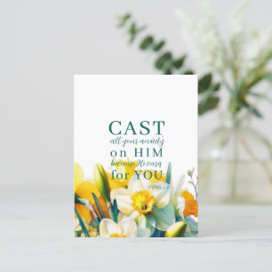 Escritura Floral 1 Peter 5:7 Cartão Postal