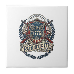 Escudo de Batalha Patriótico 1776 Símbolo Inspirad