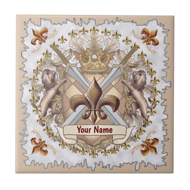 Escudo de Grifo de Leão Sobrenome (Frente)