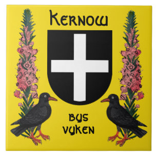 Escudo de St. Piran com Urze da Cornualha e Gralha