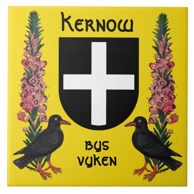 Escudo de St. Piran com Urze da Cornualha e Gralha (Frente)