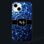 Escuro Azul escuro brilho brilho brilho brilho esb<br><div class="desc">Personalize com seu nome e nome inicial. Capa de telefone cintilante simples com brilhantes brilhantes azuis glamourosos brilhantes. Foto de faíscas azuis não de reluzentes reais!</div>
