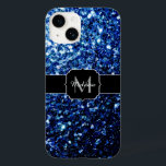 Escuro Azul escuro brilho brilho brilho brilho esb<br><div class="desc">Personalize com seu nome e nome inicial. Capa de telefone cintilante simples com brilhantes brilhantes azuis glamourosos brilhantes. Foto de faíscas azuis não de reluzentes reais!</div>