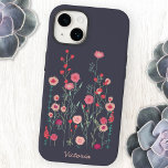 Escuro Floral Personalizado<br><div class="desc">Pintura moderna da Boêmia de flores silvestres que vi por uma parede em Plymouth. Bonito pintura floral cor-de-rosa e solta sobre fundo de cinza escuro. Altere o nome para personalizar.</div>