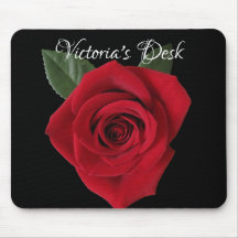 Escuro - mesa Mousepad da rosa vermelha com nome