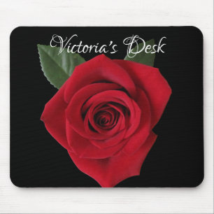 Escuro - mesa Mousepad da rosa vermelha com nome