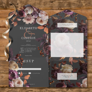 Escuro Moody Fall Burgundy & Cream Peonies Sem Jan