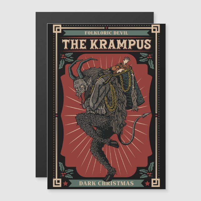 Escuro Natal Folclórico Demônio Krampus Saco de Br (Frente/Verso)