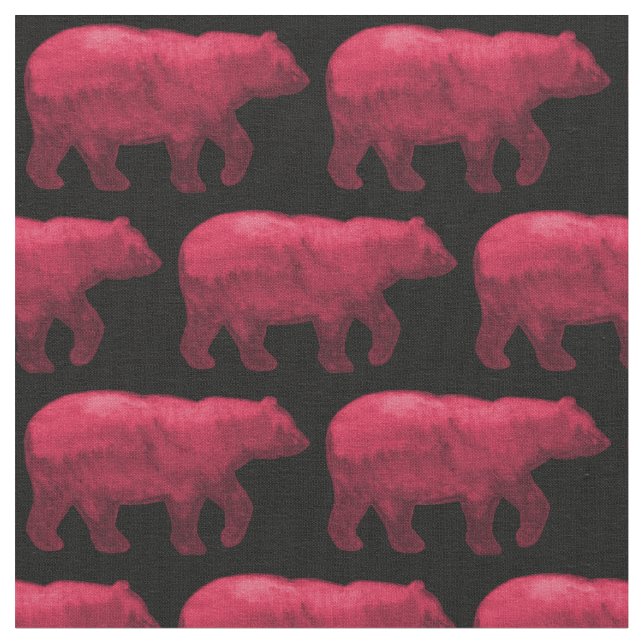Escuro - urso vermelho no tecido preto H (Detalhe)