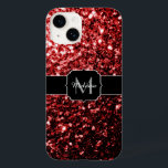 Escuro Vermelho Escuro brilha Glamor Monograma<br><div class="desc">Personalize com seu nome e nome inicial. Capa de telefone cintilante simples com brilho brilhante brilhante glamoroso brilha brilhando. Foto de faíscas vermelhas não é uma falha real!</div>