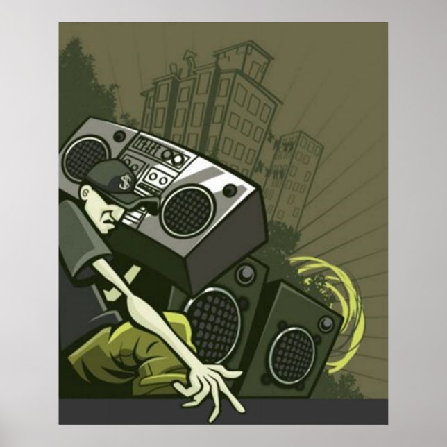 Escuta de Cara Urbana para Boom Box Poster (Frente)