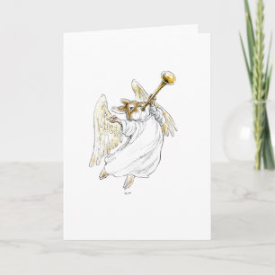 Escute! Coelho Anjo com Cartão de Trombeta