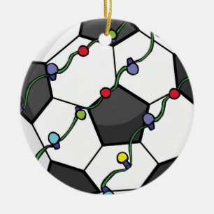 Esfera de futebol com ornamento de luzes de férias