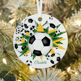 esferas de futebol estrelas de ouro verde rapariga