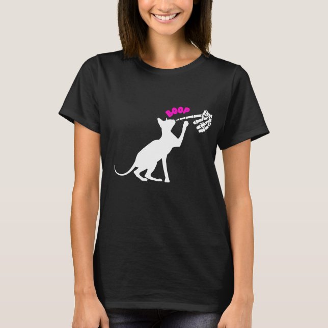 Esfinge Gato Camiseta feminina Engraçado Dedo esqu (Frente)